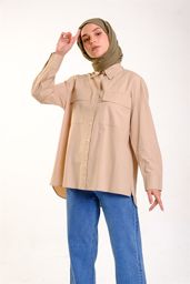 Show details for Double Pocket Long Women's Shirt cream Tarik