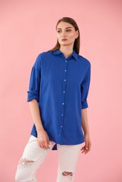 Show details for Blue linen women's shirt Tarik