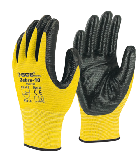 Picture of Yellow coated nitrile gloves
