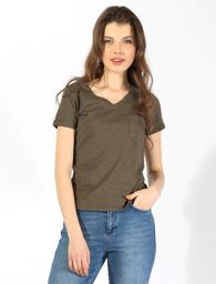 Picture of Women's v-neck t-shirt in olive green