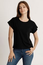 Picture of Black women's round neck T-shirt