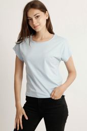 Picture of Blue women's round neck T-shirt