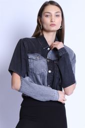 Picture of Black women's jeans jacket - gray