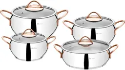 Picture of Plain copper deep pots cookware set 8 pieces