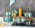 Picture of 8 Piece Decorated Turquoise deep pots cookware Set