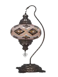 Show details for Mosaic Swan Neck Stained Glass Table Lamp (Night Light) Tarik