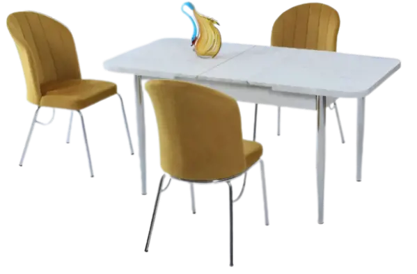 Picture of White Marble Extendable Dining Table With Chairs