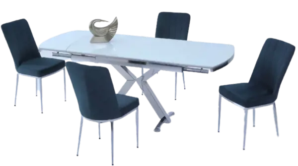 İkon Beyaz Cam Masa - Çizgi Sandalye resmi