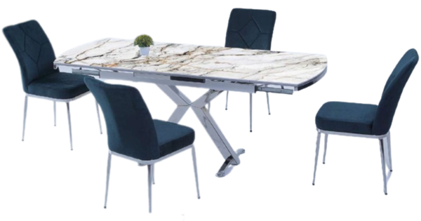 Picture of Cappuccino Color Extendable Glass Dining Table - With Chairs