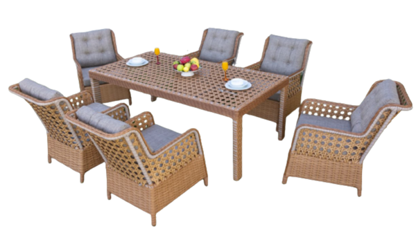Picture of Bamboo garden set, 6 chairs + center table