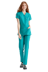 صورة بدلة جراحية من القماش الرقيق لون أخضر برقبة على شكل حرف V جيرسي
