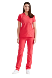 Picture of Pink tulle surgical suit with a V-neck