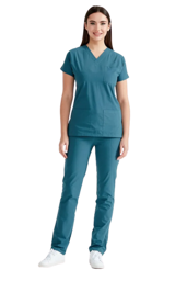 Picture of Surgical suit in petrol color with a V-neck