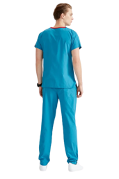 Picture of Surgical suit in sky blue with a V-neck