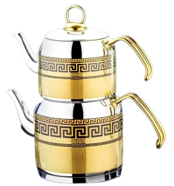 صورة إبريق شاي باللون ذهبي سادة - متوسط ​​الحجم
