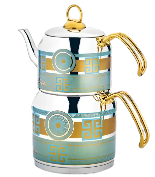صورة إبريق الشاي المزين  باللون التركواز - حجم وسط
