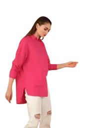 Show details for Fuchsia linen women's shirt Tarik