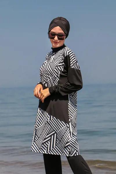 Picture of Black Sharia swimsuit - 4 pieces with tie