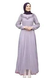 Show details for   Evening Dress of Tulle Fabric Tarik